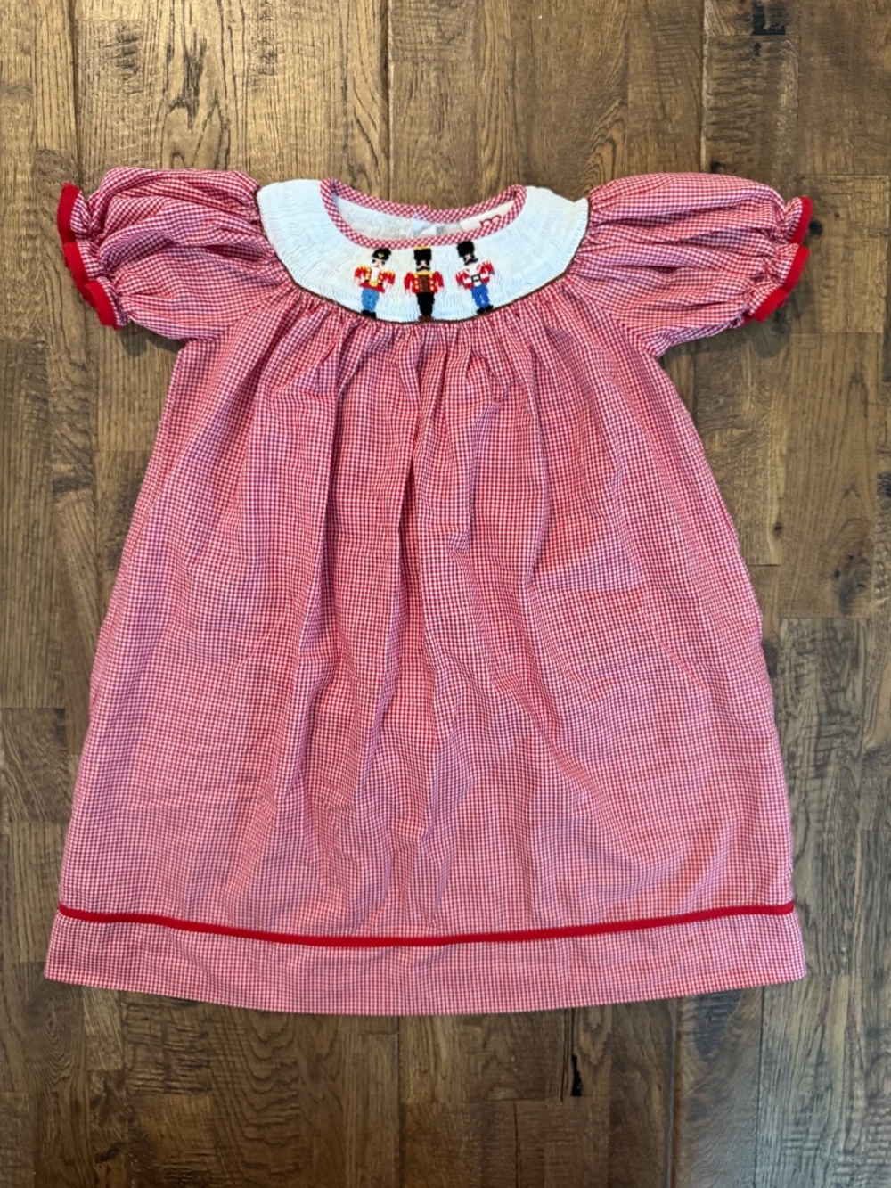 Mom & Me Smocked Christmas Dress Red Gingham Nutcracker Size 24 Months